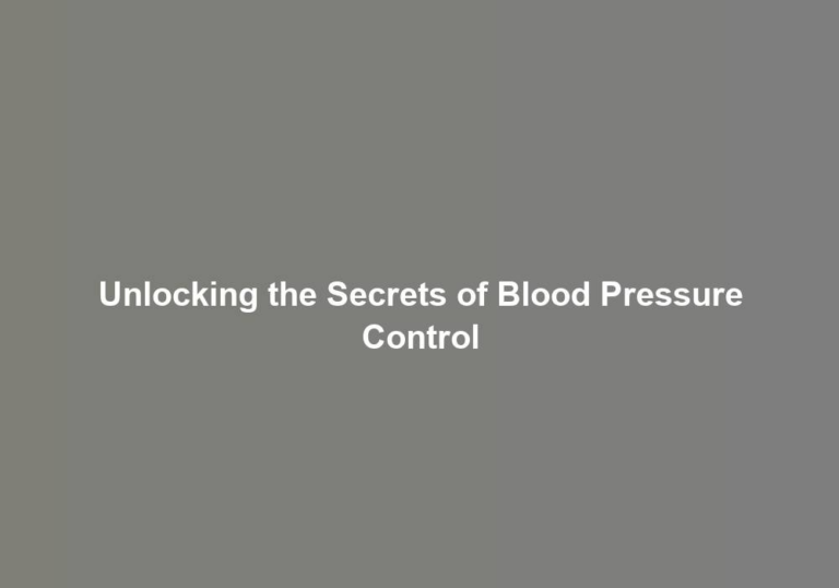 Unlocking the Secrets of Blood Pressure Control